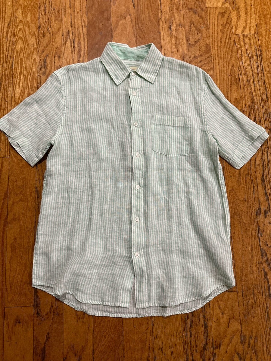 NEW Panama Jack Linen Shirt Mens Short Sleeves Button Up Stripes