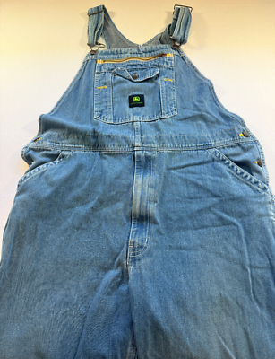 John Deere Mens 42 x 30 Denim Jean Bib Overalls Carpenter Loop