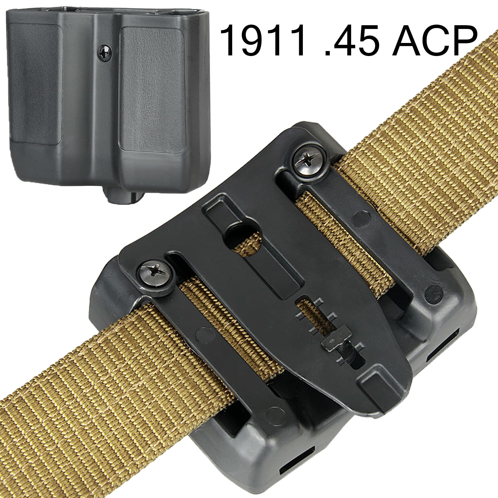 Black Double Magazine Pouch/Case/Holder/Carrier for 1911 Single Stack 45 ACP Mag-image