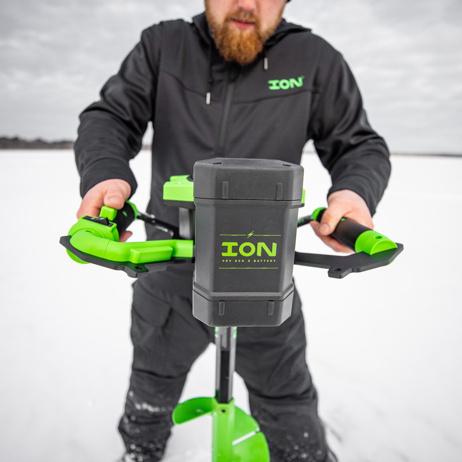 ION Alpha Plus 8-Inch Electric Ice Auger, Two Lithium-ion Batteries, Composite