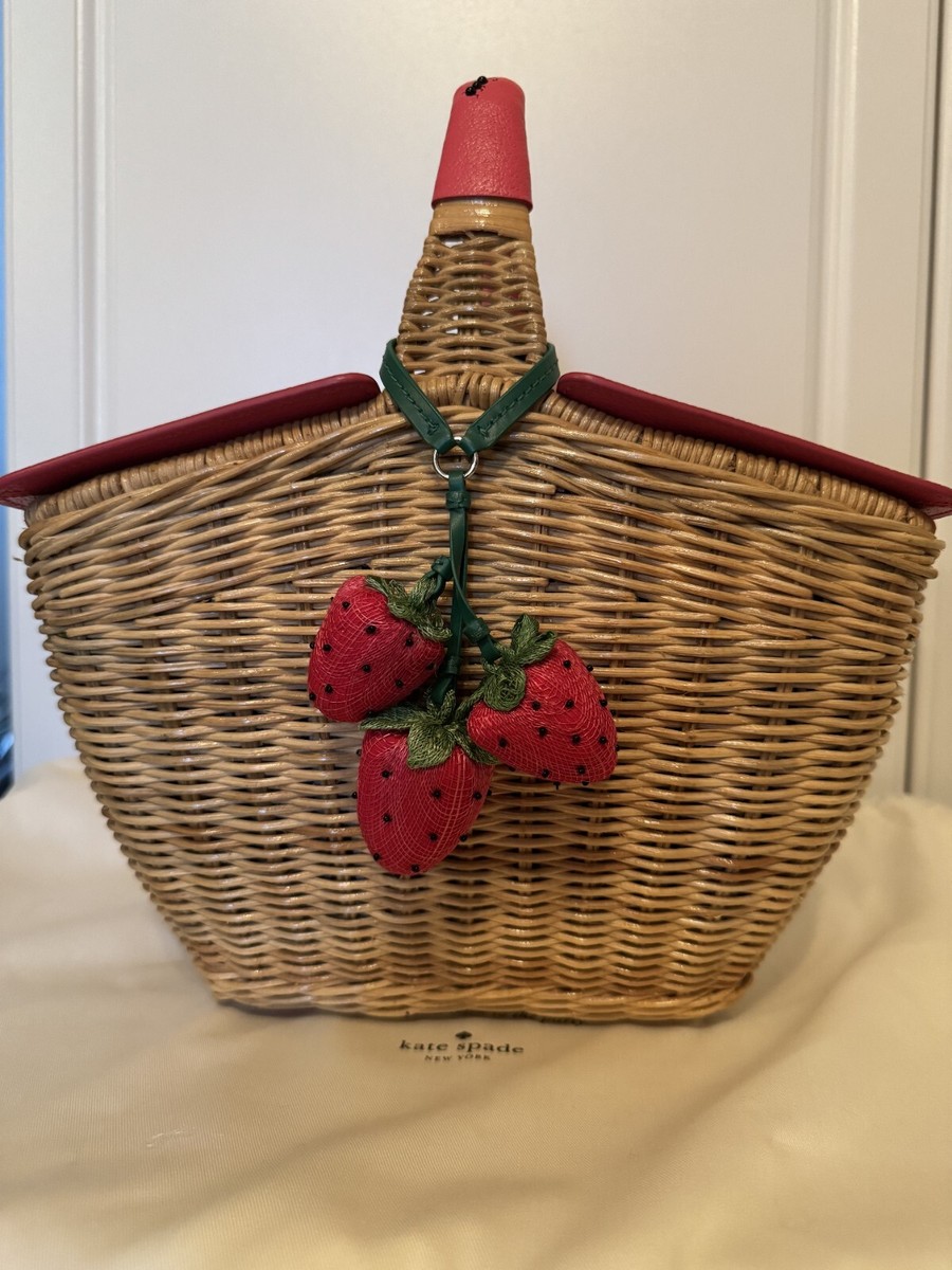 kate spade ウィッカー 3Dピクニック バスケット　さくらんぼ　かご KATE SPADE PICNIC PERFECT 3D WICKER 🍓STRAWBERRY 🍓 BASKET