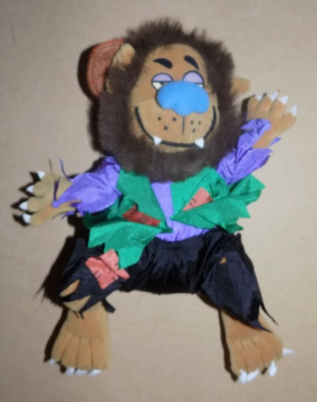 VINTAGE Halloween Werewolf Plush Doll with Bad To The Bone Hat