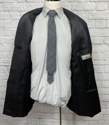 PIERRE CARDIN Men's Navy Blue Worsted Wool Sport Coat Blazer 44R - Picture 6 of 8