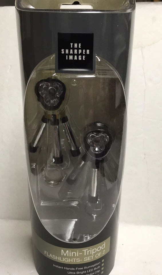 THE SHARPER IMAGE SET OF 2 MINI-TRIPOD HI-PR LED FLASHLIGHTS WITH KEYRING - NIB! - Image 2 of 4