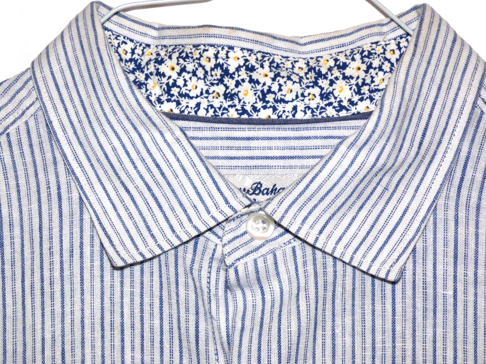 Tommy Bahama Bungalow Stripe IslandZone® Linen Shirt Galaxy Blue Mens Medium
