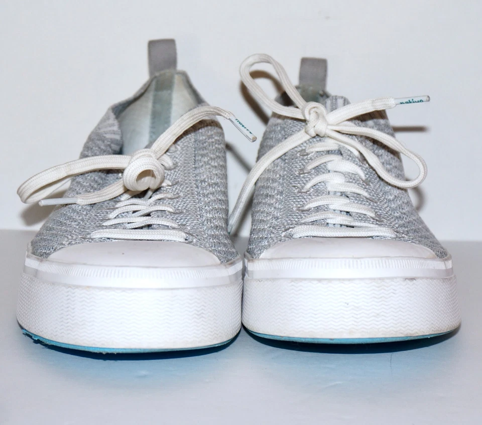Women's NATIVE Light Gray Knit Sneakers US 8 RUN BIG & FIT LIKE 8.5 - Image 2 of 4