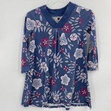 TEA Dress Mountainside Floral Trapeze Girls Size 10 A-Line Cotton 3/4 Sleeve 