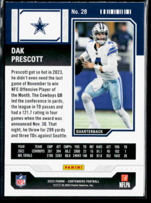 2023 Panini Contenders Dak Prescott Season Ticket Retail #28 | eBay