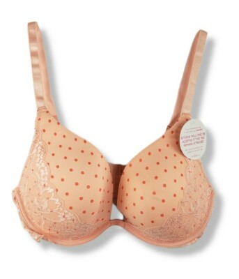 Undies.com Women's Microfiber and Lace Push Up Plunge Bra, Mini Dot, 38D