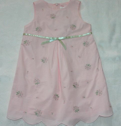 Gymboree EASTER GARDEN BLOOM Pink Dress w/ Floral Embr Green Ribbon NWT 7 - Picture 2 of 2
