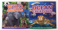 2 Flying Frog paperback books:  Wild Animals & Ocean Creatures -Dolphins, Sharks