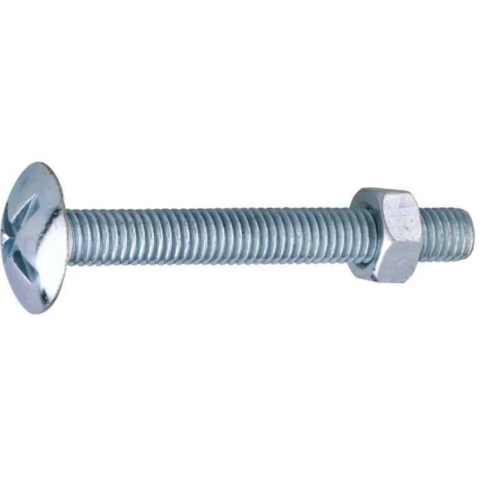 10 Boulon poêlier - Vissal - Tête large ronde -Acier zingué - 6 x 80 mm - Par 10