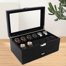 24 Slots Men Watch Box Organizer Large Watch Holder Jewelry Storage Display Case