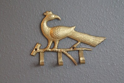 Peacock Wall Hook Brass Coat Hook Hanger Ranch Equestrian Mid Century Modern