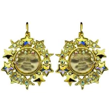 KIRKS FOLLY  Galaxy Goddess Seaview Moon Leverback Earrings goldtone