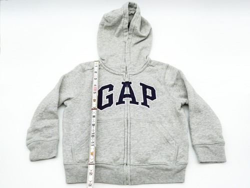 Baby Gap Gray Marl Full Zip Up Hoodie Size 4 Blue Logo Sweatshirt Toddler 4T - Picture 6 of 9