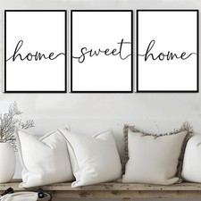 FRAMED Home Sweet Home Wall Art, Modern Home Sweet Home Sign for Large Living...
