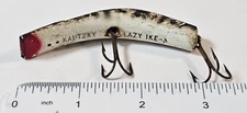 VTG Lazy Ike-3 Wood Fishing Lure – Kautzky – White/Black/Red Made in USA 1950's