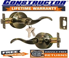 Constructor Prelude Entry Keyed Lever Handle Door Lock Set Antique Bronze Finish