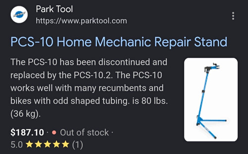 Park Tool PCS-10 Floor Bicycle Repair Workstand Blue/Black 45-57in 1-3in 80lb