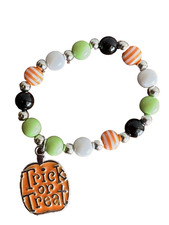 Toddler Baby Girls Orange Black Green Beaded TRICK or TREAT Halloween Bracelet