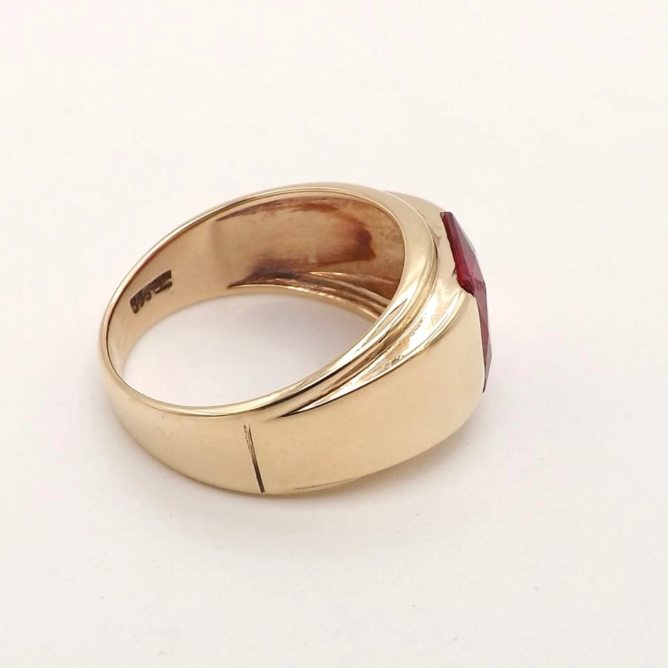 10k Gold Emerald Channel Setting Mens Ring Lab Created Ruby sz10 Vintage - Image 2 of 4