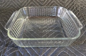 Vintage Fluted Pyrex Baking Dish Casserole Dish 222-S Clear Square 8x8x2 