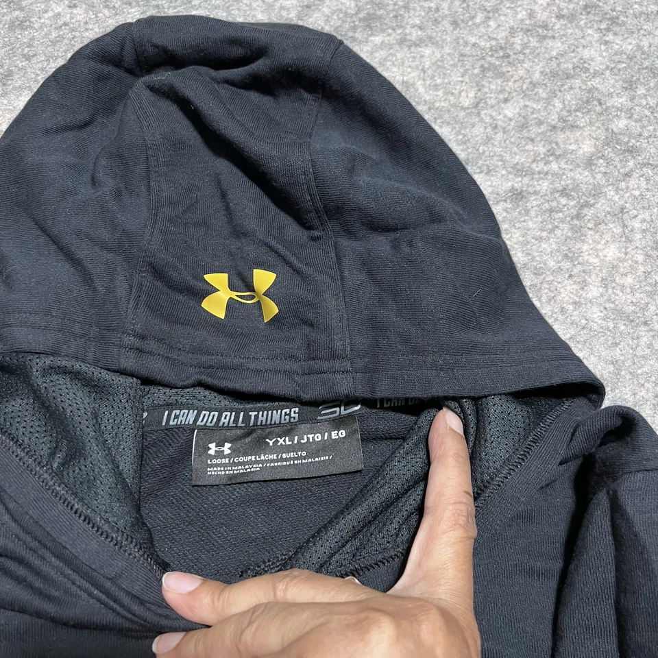 Under Armour Basketball hoodie SC30 MVP Black and Gold youth Boys sz Large - Image 3 of 4