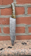 Damascus Steel Fixed Blade Knife Chef Kitchen Fillet knifeBlew Snake Handle