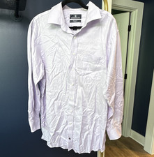 Hart Schaffner Marx Non-Iron 100 Cotton White Collared Dress Shirt 17.5 34