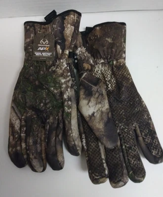 Camouflage Men's XL Hunting Gloves Prairie Creek Realtree APX Long Cuff New Tags
