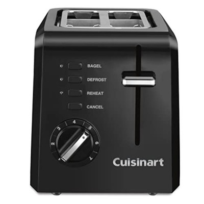 Cuisinart 2 Slice Compact Toaster CPT-122BK Black Bagel Bread 7 Settings