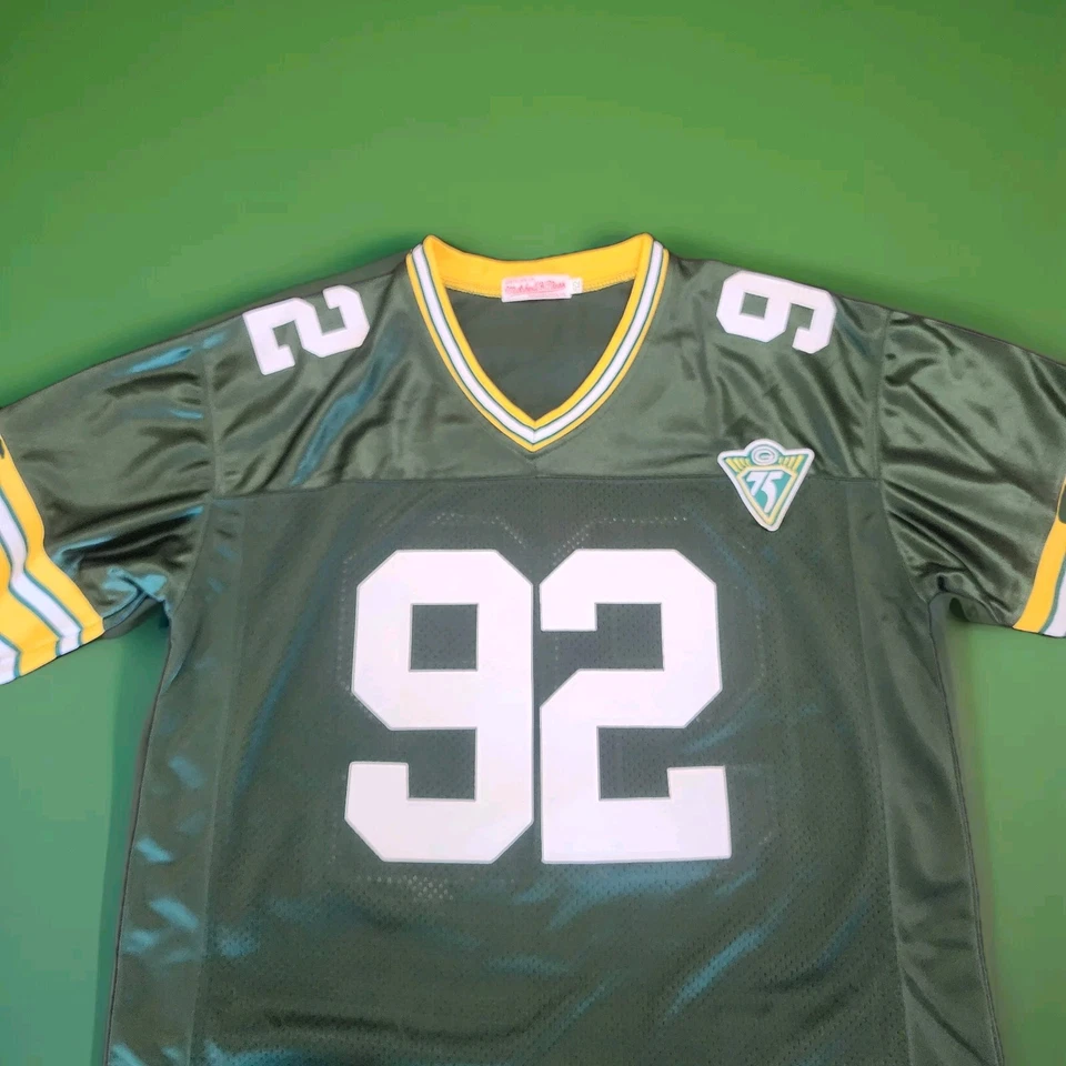 Футболка Реджи Уайта No92 Green Bay Packers с нашивками домашняя зеленая к 75-летию - Изображение 3 из 4