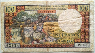 MADAGASCAR Billet de 100 FRANCS ND(1966) Pick 57 TB