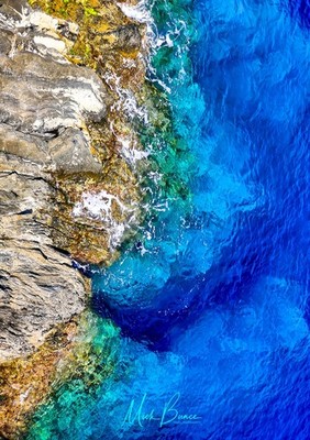 Wandbild Mediterran Blau. Riomaggiore, Ligurien, Italien, Architektur A3 Druck 