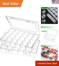 Large 24 Grids Plastic Organizer Box Adjustable Dividers,Clear Storage Box fo...