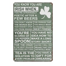 Irish Funny Saying Metal Sign Vintage St Patricks Day Clover Hanging Decoration