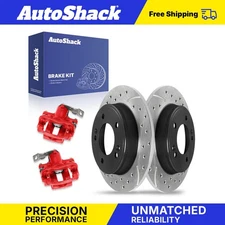 Rear Drilled Slotted Brake Rotors Calipers Red for Hyundai Elantra Coupe