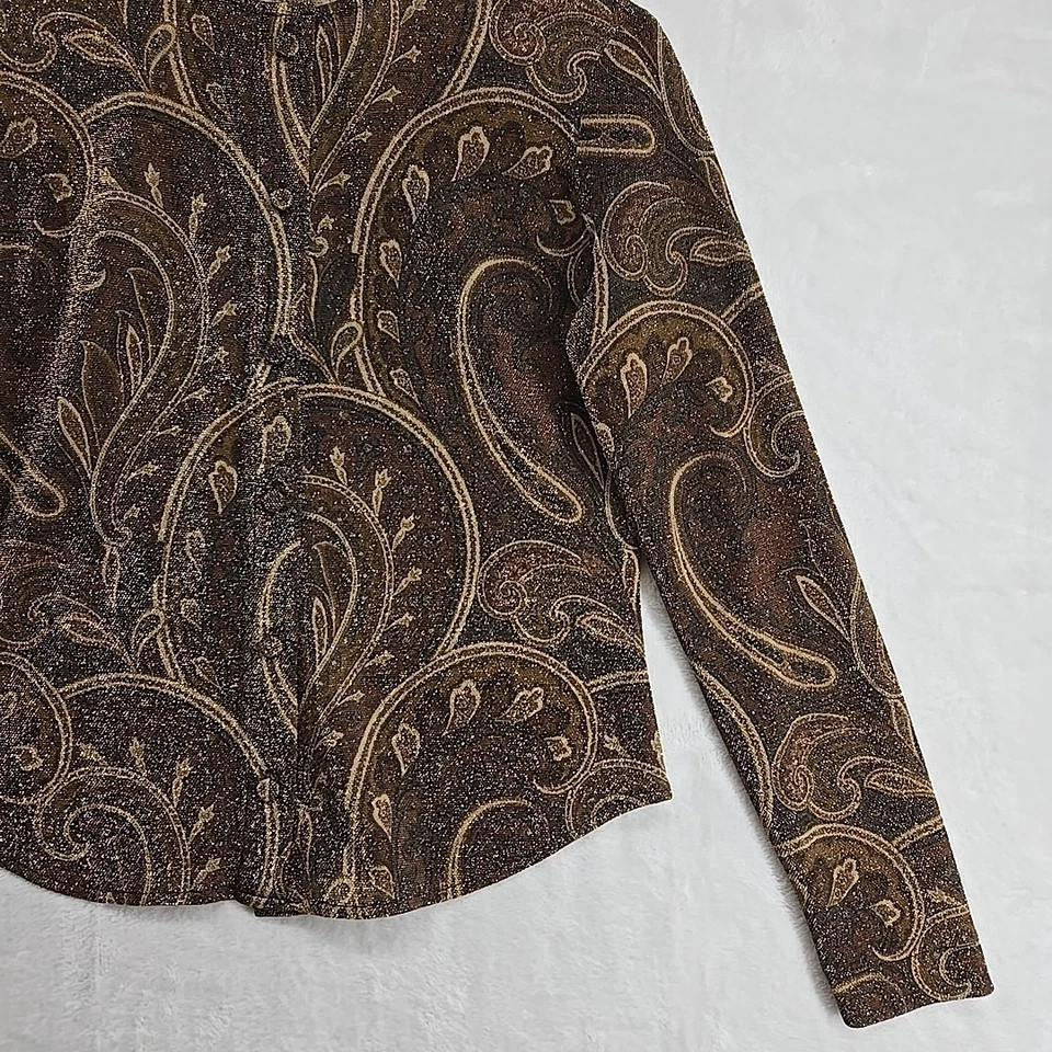 Top vintage Hollywood Glam para mujer dorado cachemira transparente retro regencia dinero antiguo EE. UU. Foto 4 de 4