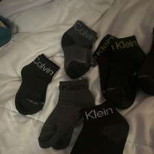 Calvin Klein kids m Athletic Low Cut Socks Black/Gray Logo Pattern