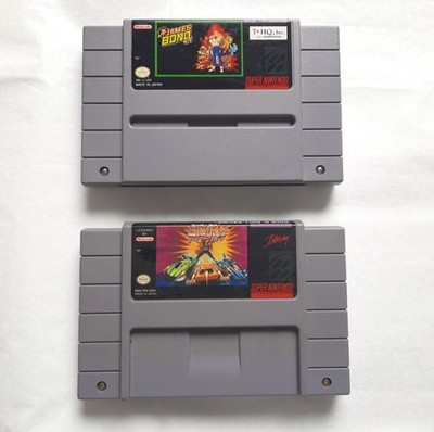 Nintendo SNES James Bond Jr. + Rock'n'Roll Racing US-NTSC, zwei Module