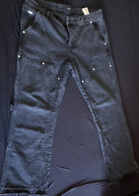 EIGHTYFIVE Herren Flared Jeans Schwarz 34, 100% Baumwolle,