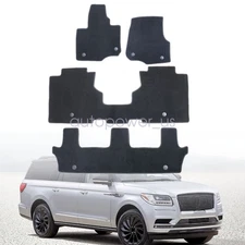 New Fits 2018-2024 Lincoln Navigator Front Rear Floor Mats Carpet Black Velour