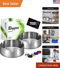 Sleek Silver Ashtrays for Cigarettes – 2 Durable Stainless Steel Indoor/Outdoor