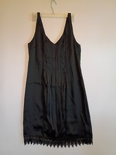 To The Max black satin dress Pleated short sleeveless size M WhimsiGoth Lace
