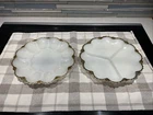 Anchor hocking fire king milk glass devil egg & Tri Plate platter dish gold trim