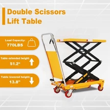 APOLLOLIFT 770lb Hydraulic Double Scissors Lift Table Cart  51.2" Table Extended