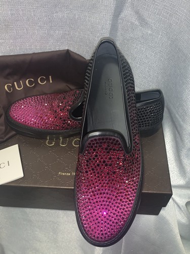 New Gucci Fuchsia Black Gradient Swarovski Crystals Strass Sneakers 39 8.5  9 | eBay