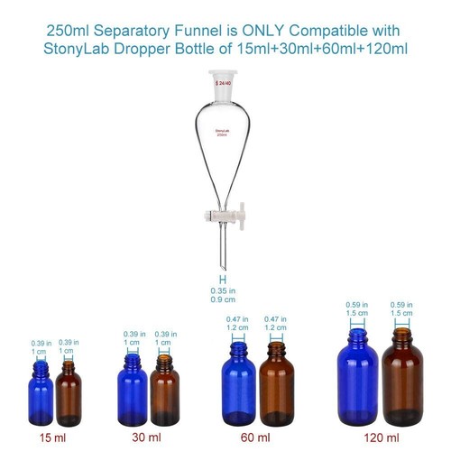 Efficient 250ml Borosilicate Glass Separatory Funnel with Precise PTFE Stopcock - Picture 4 of 11