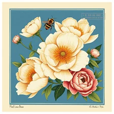 Must Love Bees 2024 G Arden Fox * Woodblock Lino Cut Style * Frame Worthy Art !